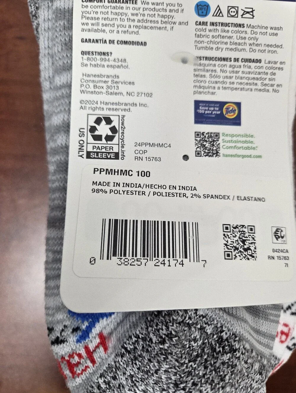 Hanes Premium Men's Athletic Crew Socks - Navy & Heather Gray (4-Pack) Nwt